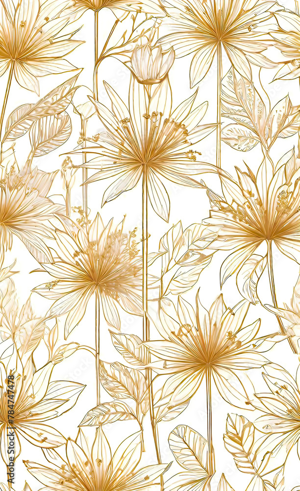 Vector illustration, modern simple geometric seamless pattern with golden line plant texture on white background, Light abstract wallpaper, background for smartphone, Vector illustration, modern simple geometric seamless pattern with golden line plant texture on white background, Light abstract wallpaper, background for smartphone,