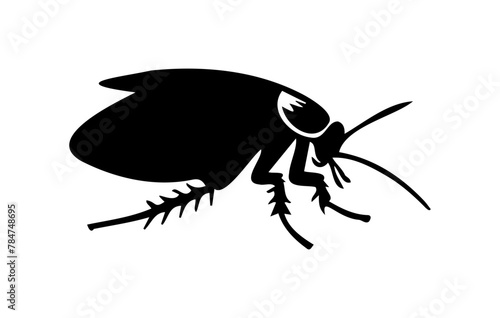 Black cockroach vector illustration. Silhouette of a pest insect isolated on white background. Concept of pest control, infestation, and home hygiene. For design, print and educational material.