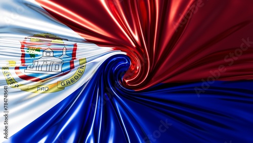 Dynamic Swirl of the Sint Maarten Flag in Radiant Colors