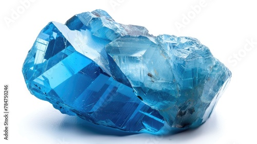 Beautiful Blue Topaz Gem on White Background - Precious Rough London Blue Topaz Stone