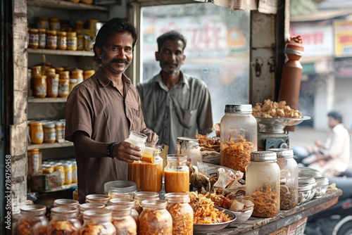 Traditional Indian Tea Shop Stall Owners photo