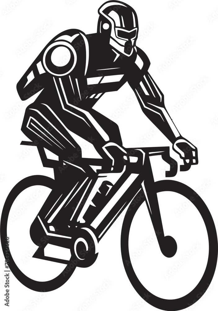 RoboSpin Robot Riding Emblem PedalPro Vector Logo Design RoboSpin Robot Riding Emblem PedalPro Vector Logo Design