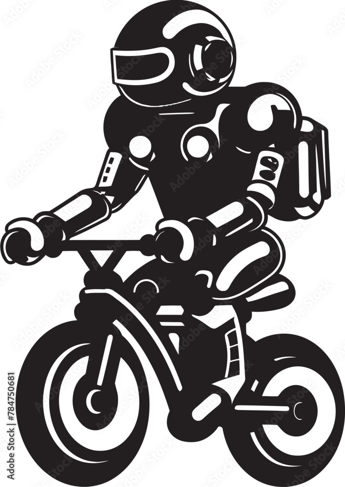 MechMotion Bicycle Vector Symbol CyberCycle Robot Riding Emblem MechMotion Bicycle Vector Symbol CyberCycle Robot Riding Emblem