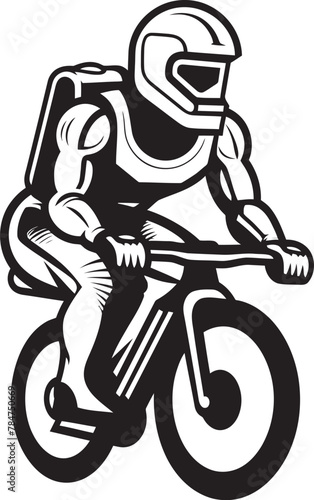 AlloyRider Robot on Bike Icon CircuitCycle Vector Emblem Design photo