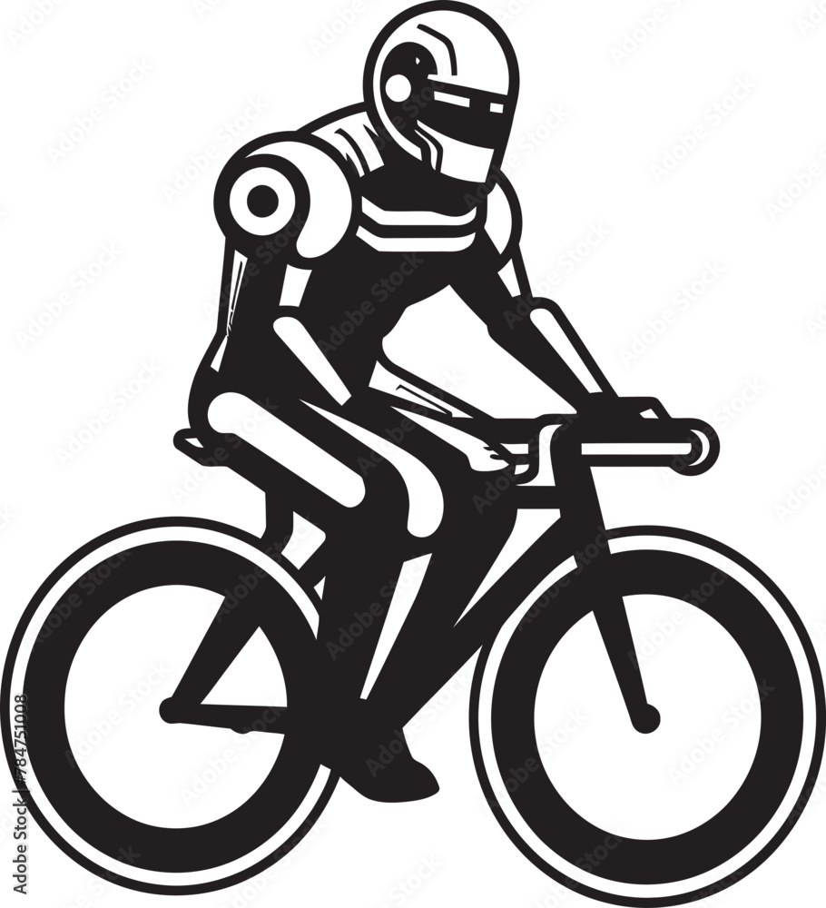 Fototapeta premium CyborgCycle Vector Logo Design TechRider Bicycle Vector Icon