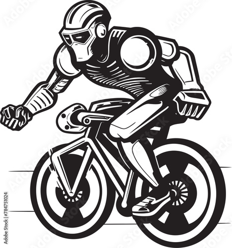 Digital Pedals Bicycle Vector Logo RoboRider Robot Riding Symbol