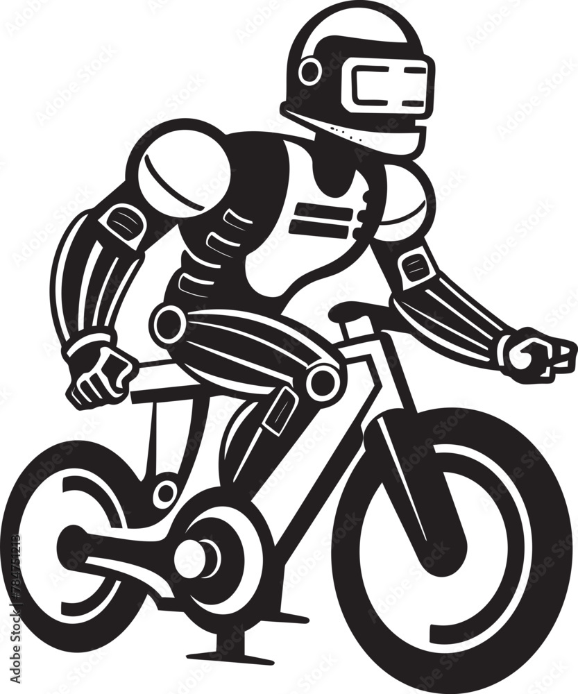 Circuit Cyclist Vector Logo Design RoboRacer Bicycle Riding Emblem