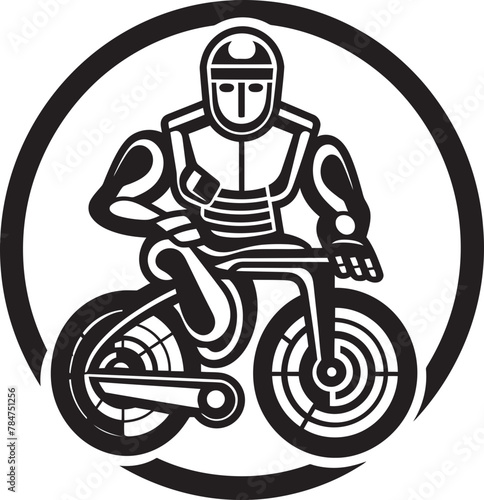 MechCyclist Vector Bicycle Design Cyber Cyclone Robot on Bike Icon
