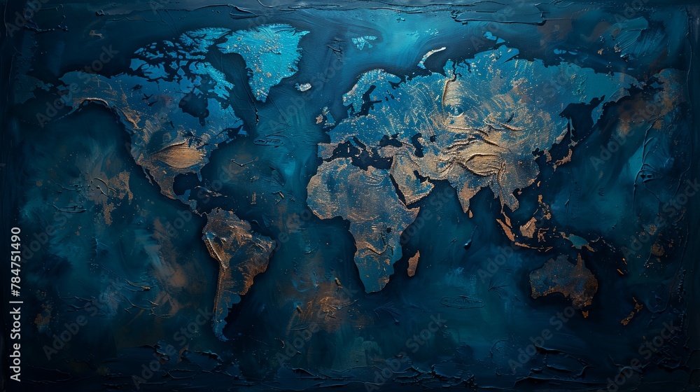 a map of the world with lights on it