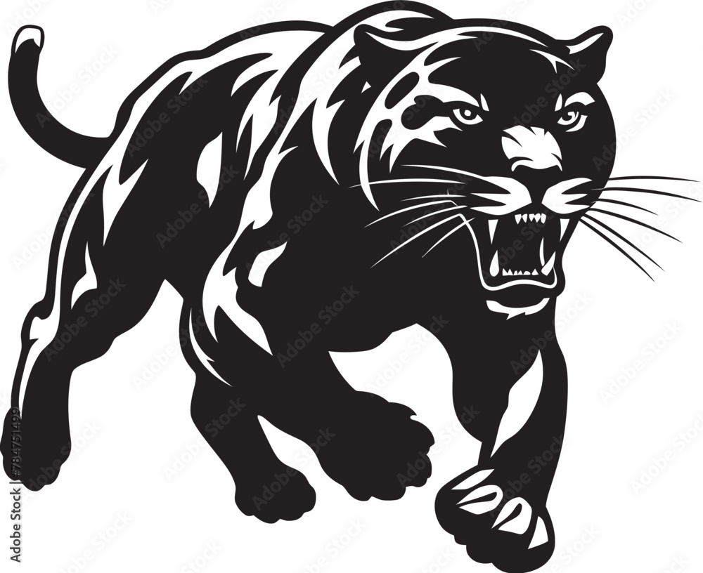 Fototapeta premium Panther Pride Running Panther Icon Panther Pounce Vector Logo Emblem
