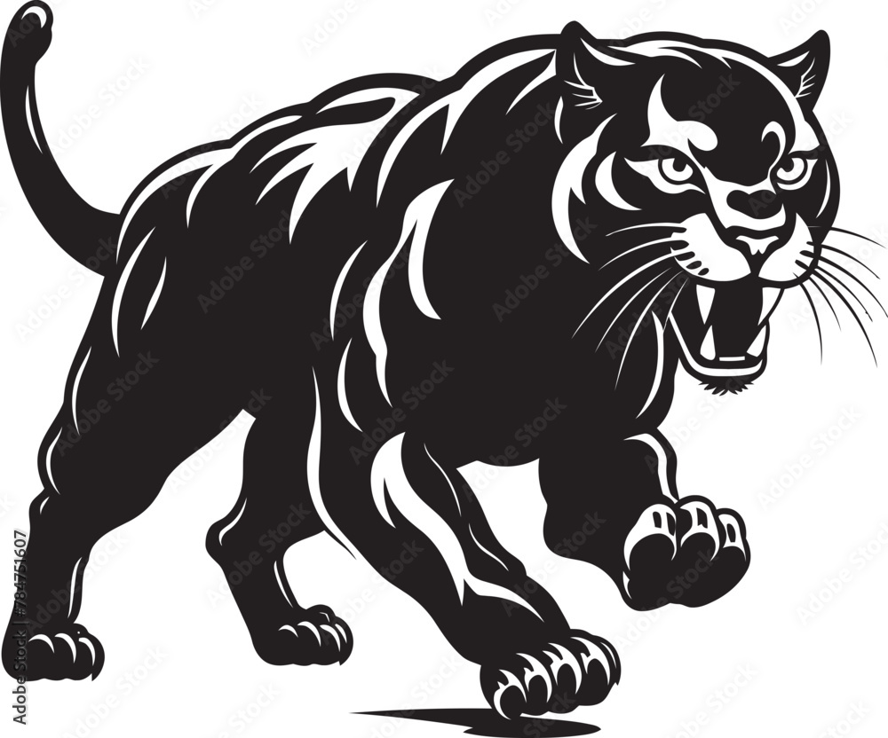 Panther Pursuit Vector Logo Emblem Midnight Marauder Running Panther Symbol