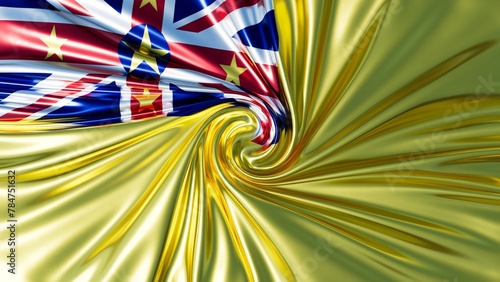 Abstract Fluid Design of Niue Flag with Union Jack and Yellow Stars