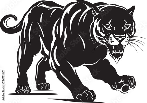 Pouncing Panther Running Panther Emblem Stealth Sprint Vector Iconic Symbol