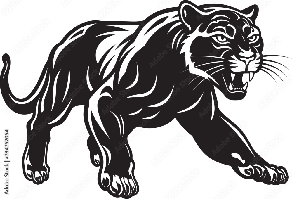 Fototapeta premium Stealthy Sprinter Running Panther Emblem Panther Power Vector Iconic Symbol