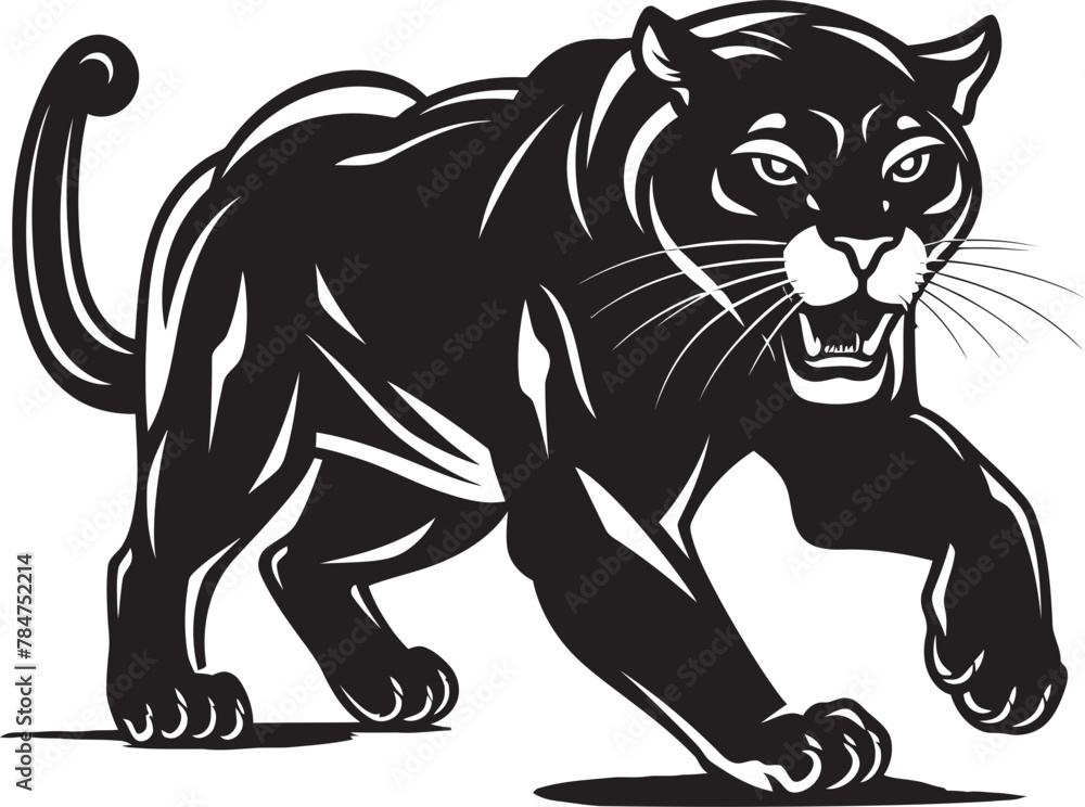 Obraz premium Prowling Panther Running Panther Emblem Agile Avenger Vector Iconic Symbol