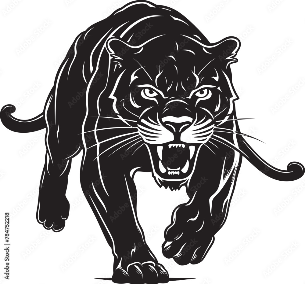 Obraz premium Roaring Runner Running Panther Icon Panther Pride Vector Logo Emblem