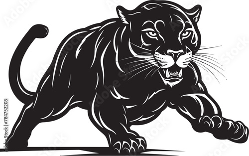 Fototapeta Naklejka Na Ścianę i Meble -  Stealthy Stride Running Panther Logo Panther Pulse Vector Emblematic Symbol