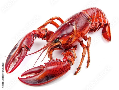 Red Crawfish on White Background. Isolated Boiled Crayfish Lobster in  Seafood Theme