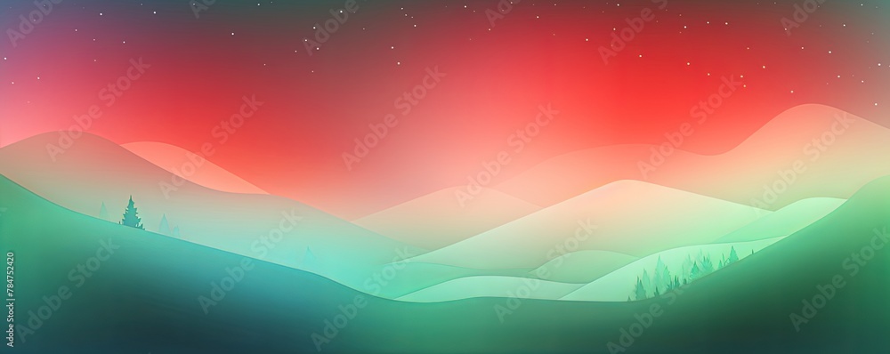 Abstract red and green gradient background with blur effect, northern lights
