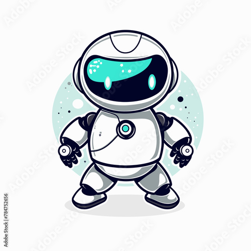 Cute robot cartoon character. Vector illustration on white background. Isolated.