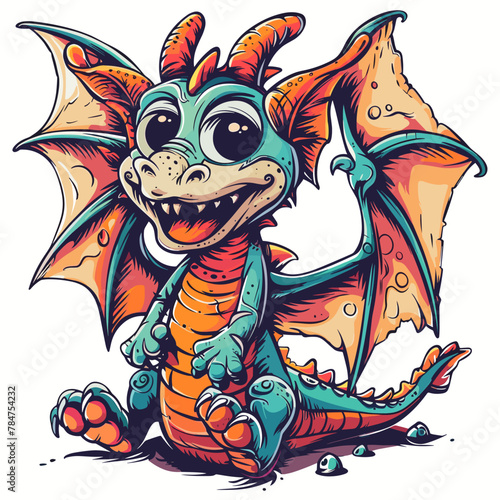 Funny dragon isolated on white background. Vector illustration for your design