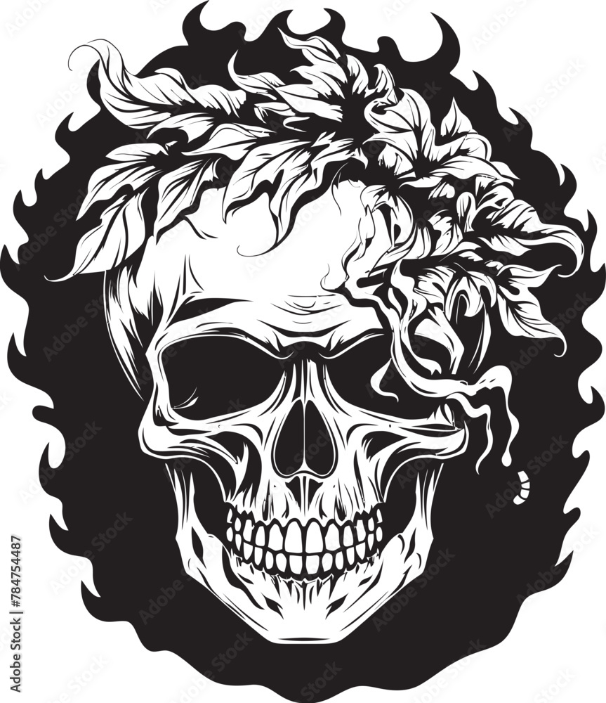 GanjaGlow Skull Cannabis Enriched Skull Icon Skulls and Buds Skull with Cannabis Leaf Vector