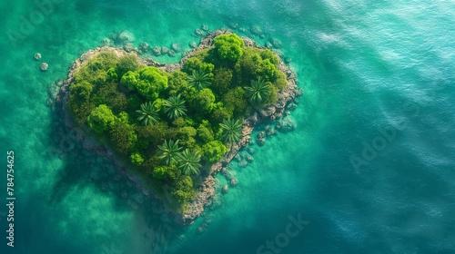 drone photo of a heart shaped island in the middle of the sea