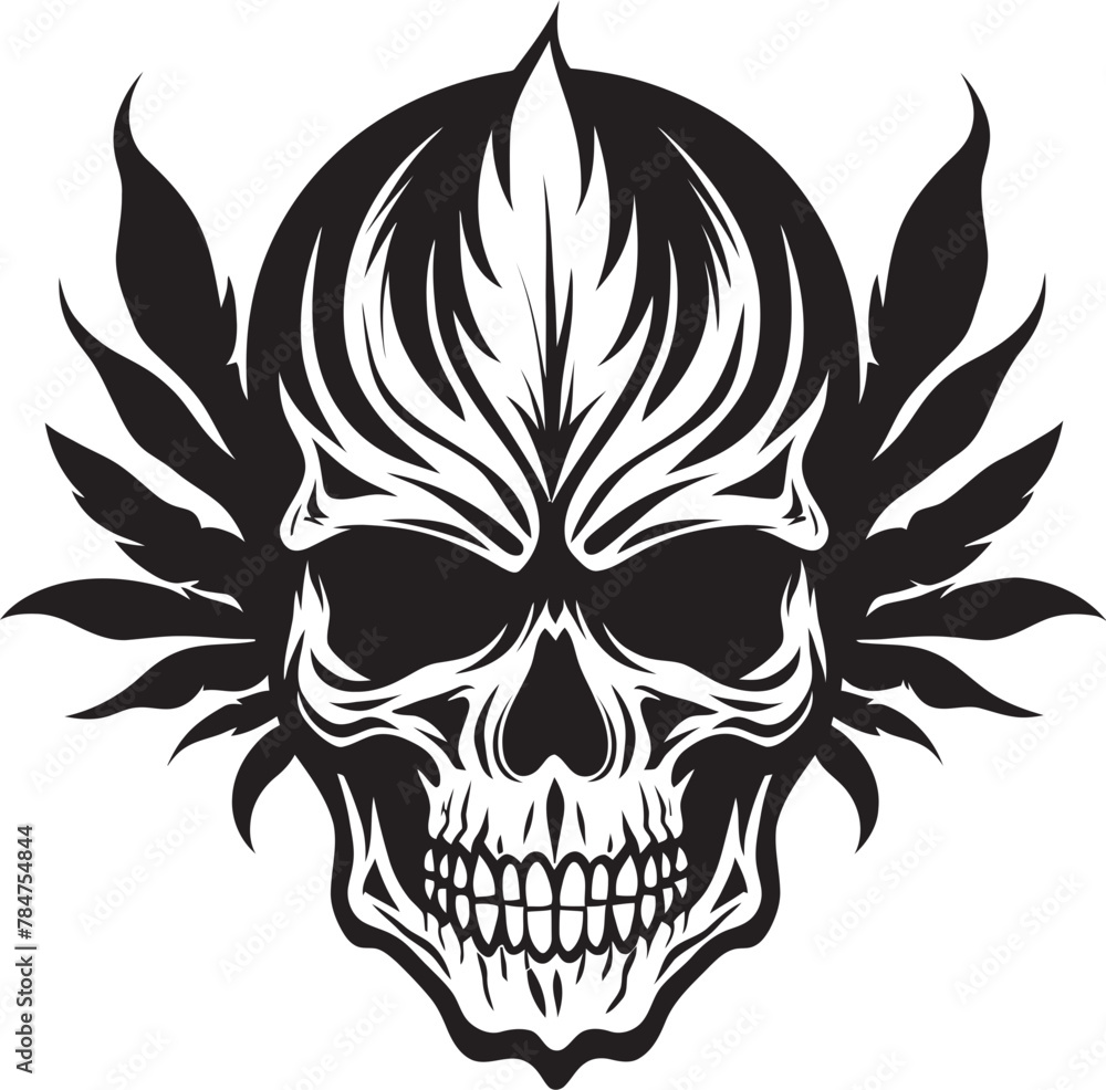 Fototapeta premium Mariabone Vision Cannabis Leaf Vector Skullscape Icon Skull with Cannabis Emblem