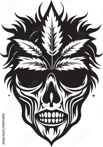 Mariabone Vision Skull with Cannabis Emblem Skullscape Design Cannabis Logo Icon