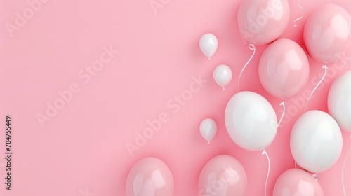 Pastel pink background balloon concept for copy space.