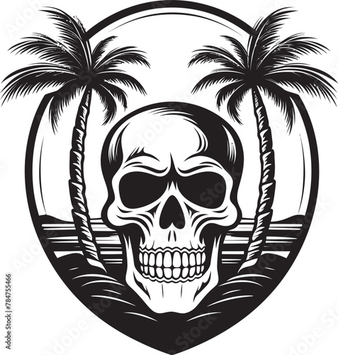 CoastalCarver Skull Skullhead Emblem Design SurfSkull Coastline Beach Logo Icon