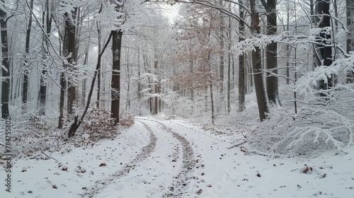 Sunlight Filtering Through Snow-Covered Trees