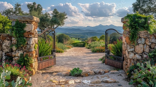 Wooden Gate Opening to Lush Green Field