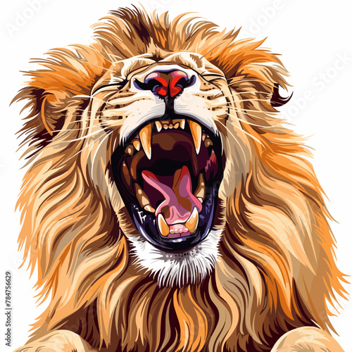 Lion head with open mouth. Vector illustration for your design.