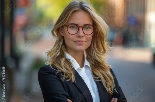 Woman Wearing Glasses Standing in Front of Building