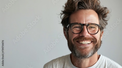 Smiling Man With Glasses in Black Shirt