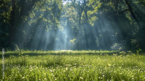 Sunlight Peeking Through Clouds Over Grass Field
