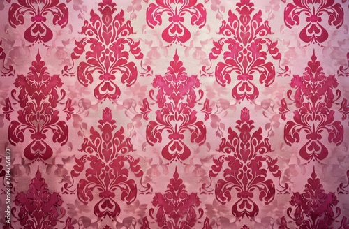 Red and White Wallpaper With Intricate Pattern
