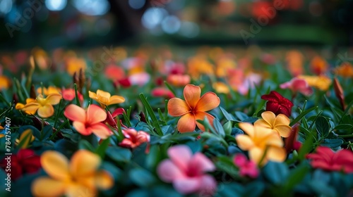 Vibrant Blooms Nestled in Green Grass