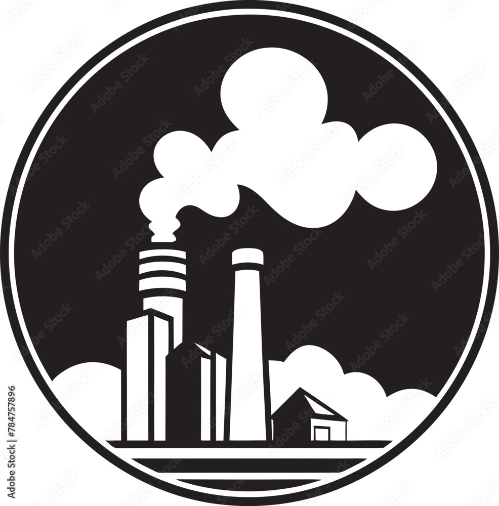 EcoChimney Vector Logo Icon for Smoke Stack Industry EcoPlume Emblem Design for Smoke Stack Industry
