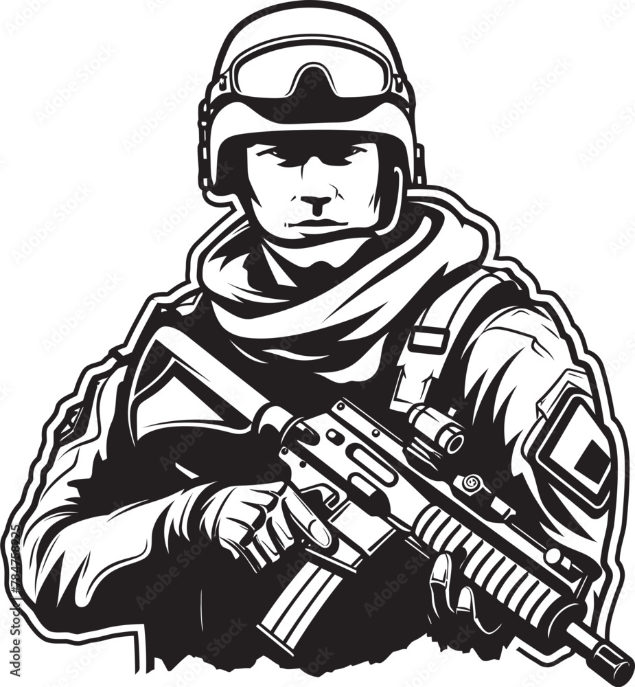 Strategic Guardian Soldier Holding Assault Rifle Badge Battle Guardian ...