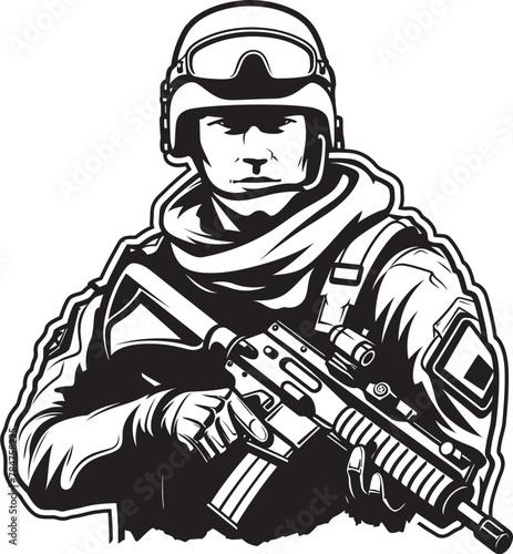 Wallpaper Mural Strategic Guardian Soldier Holding Assault Rifle Badge Battle Guardian Assault Rifle Soldier Icon Torontodigital.ca