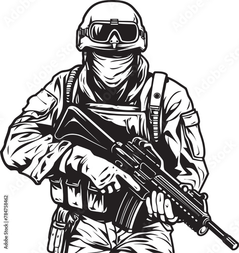 Wallpaper Mural Tactical Guardian Soldier with Rifle Emblem Assault Defender Military Logo Design Torontodigital.ca