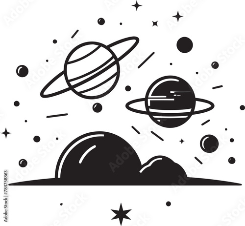 Interstellar Insignia Vector Badge for Space Cosmic Crest Emblematic Space Icon