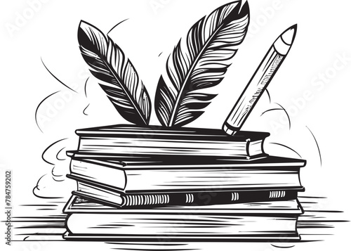 Literary Luxe Iconic Quill and Scroll Logo Quill Quest Emblematic Symbolic Icon