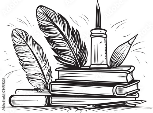 Scholars Spire Symbolic Quill and Parchment Logo Vintage Vellum Iconic Emblematic Logo