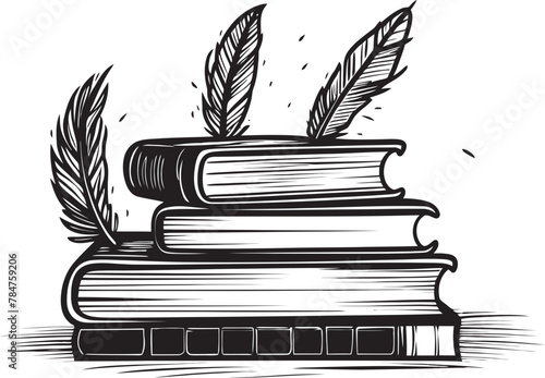 Literary Legacy Emblematic Quill and Parchment Icon Quill Quest Iconic Logo Design