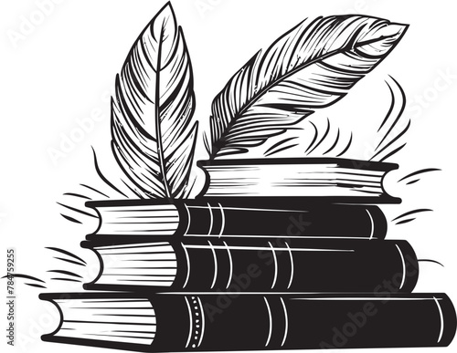 Scholars Spire Iconic Logo Design Tome and Texture Symbolic Quill and Scroll Emblem