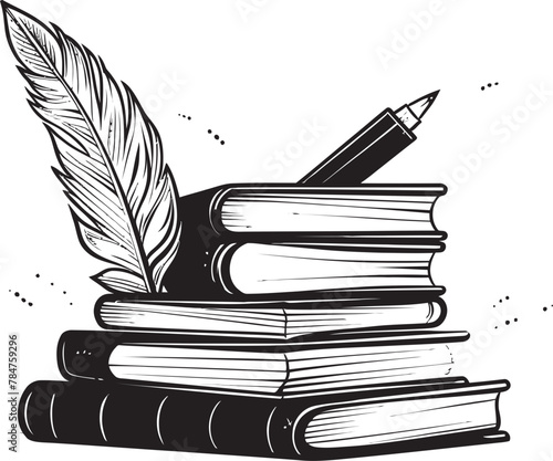 Scholars Scribe Classic Book Stack Icon Literary Luxe Iconic Emblem Design