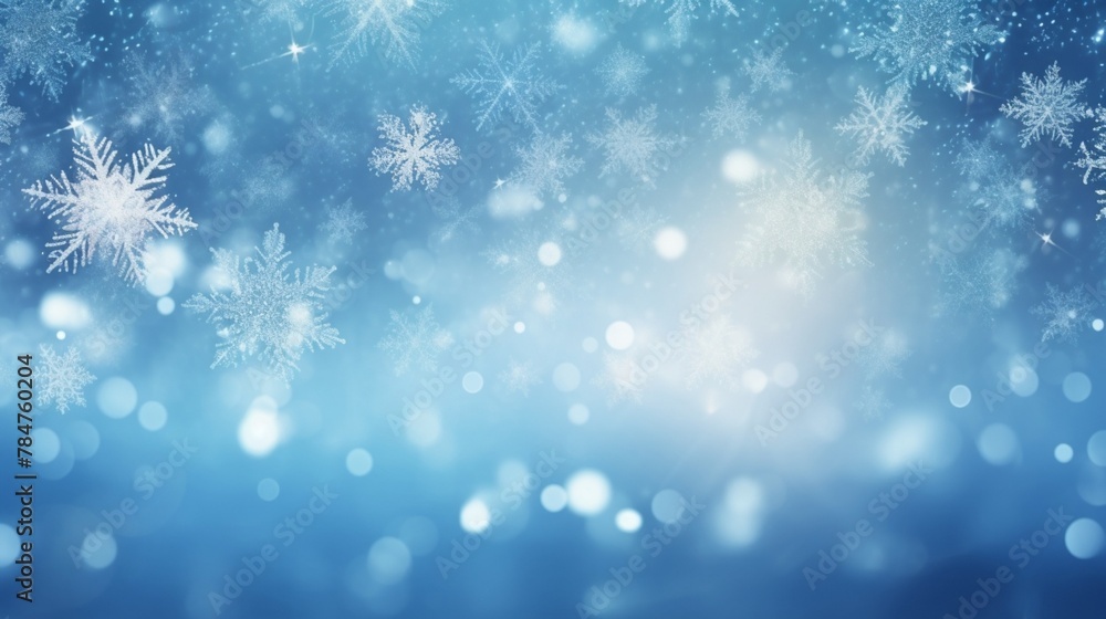 Christmas background design of snowflake and bokeh with light background